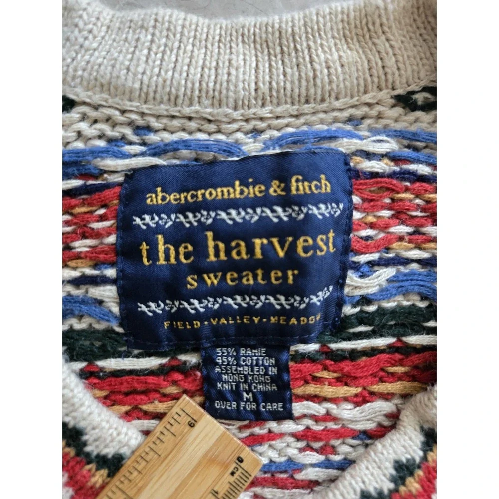 Vintage‎ ABERCROMBIE & FITCH The Harvest Sweater Chunky Knit Ramie Cotton Medium